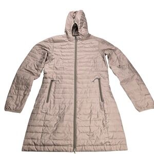 Eddie Bauer EB700 Down Puffer Parka Women XS Taupe Excellent Hooded Jacket